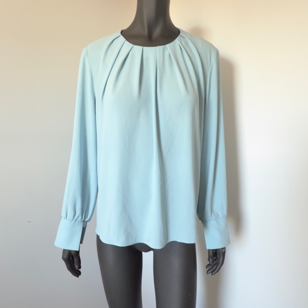 111. Marc Cain Light Blue Pleated Blouse | Size N5 (L)